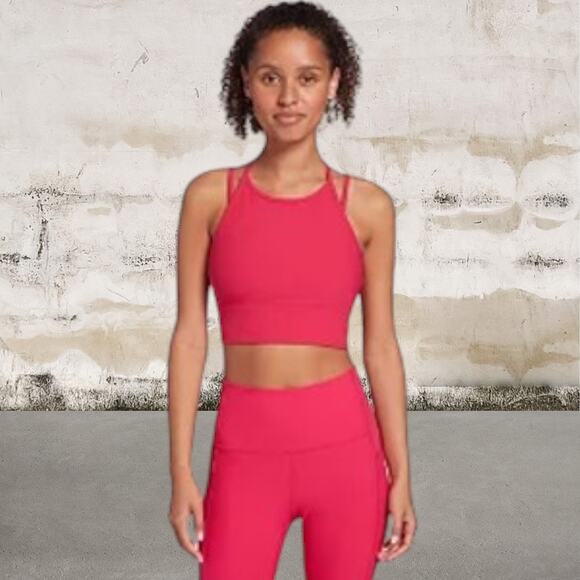 CALIA NWOT Women's Double Layer Ribbed LL Bra in Bursting Fushia Size Small - Picture 1 of 6